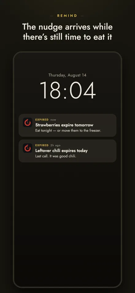 Expired reminder notifications on a phone lock screen